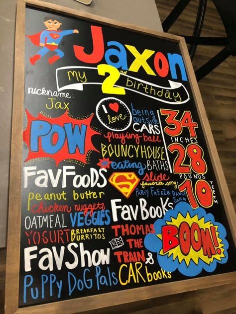 Superhero Chalk Art, Superman Birthday Party, Superman Birthday, Chalk Sign, Boy Birthday Party Themes, Avengers Birthday, Chalkboard Ideas, Birthday Chalkboard, Chalk Drawings