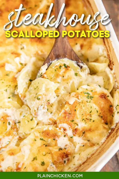 Scalloped Potato Recipes, Potato Recipes Side Dishes, Plain Chicken, Potatoe Casserole Recipes, Potato Sides, Christmas Food Dinner, Potato Side Dishes, Scalloped Potatoes, Potato Dishes