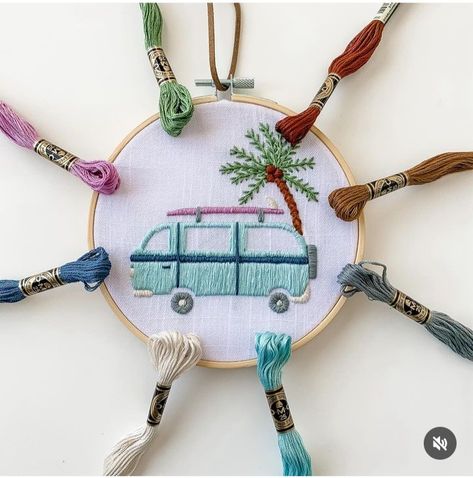 Van Embroidery, Learn To Embroider, Embroidery Guide, Modern Embroidery Kit, Learning To Embroider, Beginner Embroidery, Beginner Embroidery Kit, Hand Embroidery Kit, Learn Embroidery