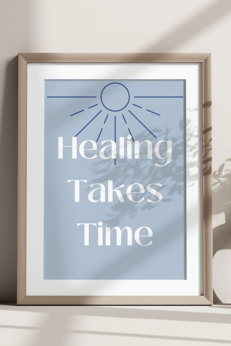 "Healing Takes Time" quote artwork, a beautiful and relaxing print for your therapy, counseling or home office. With a minimalist design and clean lines, this print reminds you to take a moment for you. Physical Therapy Office, Counseling Wall Art, Office Decor Therapy, Healing Takes Time, Math Classroom Posters, Therapy Poster, Occupational Therapist Gifts, Calming Art, Counseling Office Decor