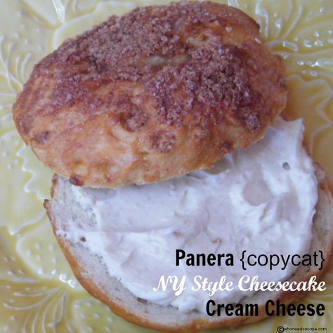 Panera {copycat} NY Style Cheesecake Cream Cheese on MyRecipeMagic.com Cheesecake Cream Cheese, Ny Style Cheesecake, Cheesecake Cream, Cream Cheese Spread Recipes, Bagel Spread, Panera Copycat, Flavored Cream Cheeses, Cheese Spread Recipes, Bagel Bar