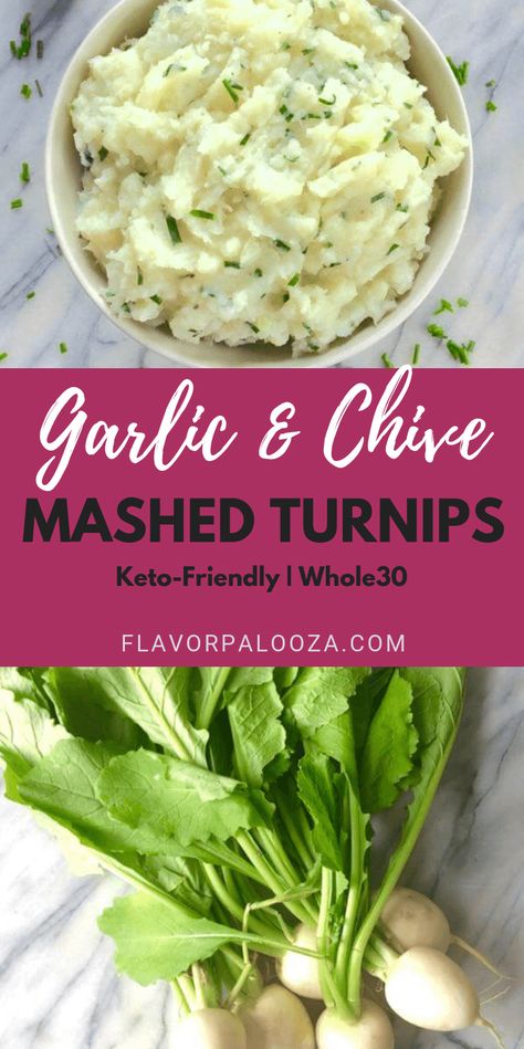 A healthy side dish alternative to mashed potatoes, this garlic mashed turnips recipe will be a surprise hit at the dinner table! | flavorpalooza.com Turnip Mashed Potatoes, Turnip Root Recipes, Mashed Turnip Recipes, Turnip Roots, Mashed Turnips, Turnips Recipe, Roasted Turnips, Turnip Recipes, Healthy Side Dish