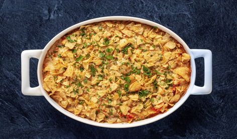 Seafood Casserole by Ree Drummond Pioneer Woman Seafood Casserole With Potato Chips, Pioneer Woman Seafood Casserole, Ree Drummond Seafood Casserole, Seafood Casserole Pioneer Woman, Shrimp Snacks, Comforting Casseroles, Seafood Casserole Recipes, Shrimp Casserole, Raspberry Whipped Cream