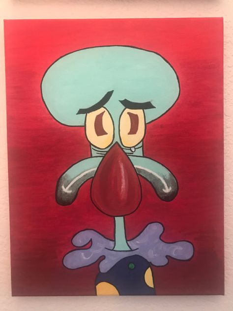 Squidward painting 11 #squidward Mona Lisa Squidward, Handsome Squidward Painting, Spongebob Collage, Squidward Face, Spongebob Room, Squidward Art, Squidward Painting, Game Controller Art, Meme Search