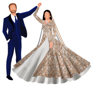 Indian Bride And Groom Caricature, Indian Couple Dancing Illustration, Sangeet Caricature Couple, Sangeet Couple Illustration, Sangeet Illustration, Wedding Elements Png, Sangeet Caricature, Nikah Ideas, Faceless Painting