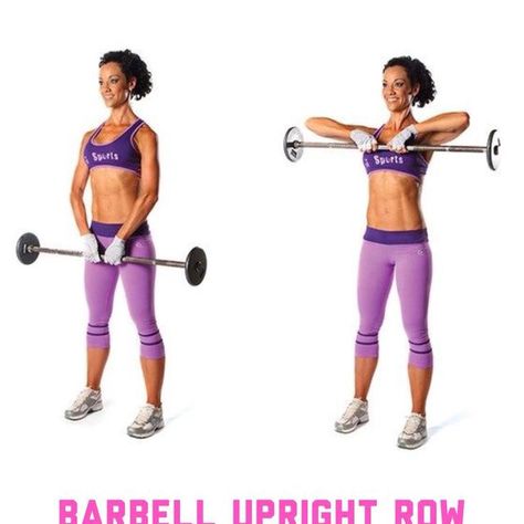 Barbell Upright Row, Upright Rows Workout, Upright Row Exercise, Rows Exercise, Upright Barbell Row, Exercise Shoulders, Barbell Workouts, Barbell Exercises, Exercise Schedule