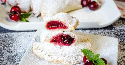 Cherry Turnovers | Just A Pinch Cherry Turnovers, Mini Pie Recipes, Blue Ribbon Recipes, Turnover Recipes, Sweet Potato Brownies, Just A Pinch Recipes, Cherry Desserts, Cherry Recipes, Amish Recipes