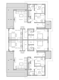 house design semi-detached-house-plan-CH121D 20 2 Bedroom Semi Detached House Plans, 3 Bedroom Semi Detached House Plans, Semi Detached House Design, Semi Detached House Plans, Two Bedroom House Design, Semi D, Condominium Design, 2 Storey House Design, Two Bedroom House