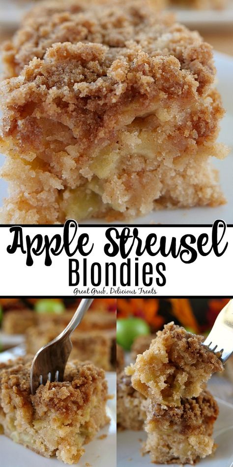 Green Apples Dessert, Apple Recipes Dessert, Apple Blondies Recipe, Green Apple Recipes, Apple Desserts Easy, Apple Streusel, Walnut Recipes, Blondies Recipe, Apple Dessert Recipes