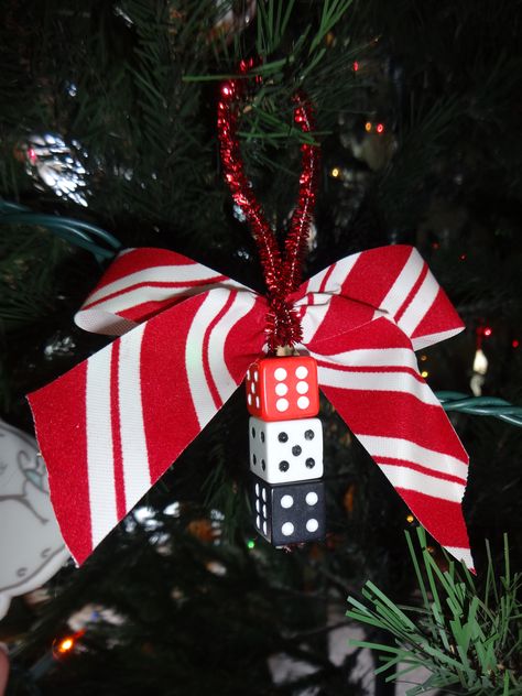 Just made 12 dice ornaments for the ladies in my Christmas Bunco Club! Diy Bunco Ornaments, Dice Ornaments Diy, Bunco Christmas Ornaments, Bunco Ornaments Diy, Bunco Ornaments, Dice Ornaments, Bunko Food, Bunko Party, Bunco Christmas