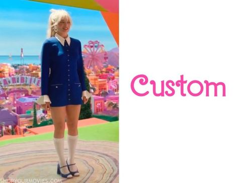 Barbie: Barbie’s Blue Knit Dress With Ruffled Cuffs Barbie Blue Dress Movie, Barbie Movie Blue Dress, Barbie Movie Blue Outfit, Barbie Coded Outfits, Barbie Outfits Blue, Barbie Blue Outfit, Barbie Blue Dress, 30th Outfit, Barbie Movie Outfits