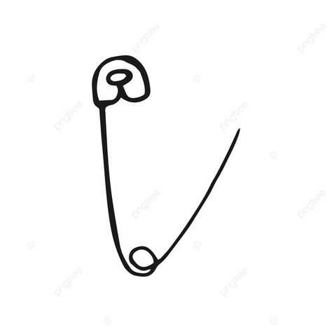 Sewing Needle Tattoo Design, Safety Pin Doodle, Sewing Needle Drawing, Sewing Tools Drawing, Safety Pin Drawing, Safety Illustration, Needle Drawing, Threads Logo, Illustration Outline