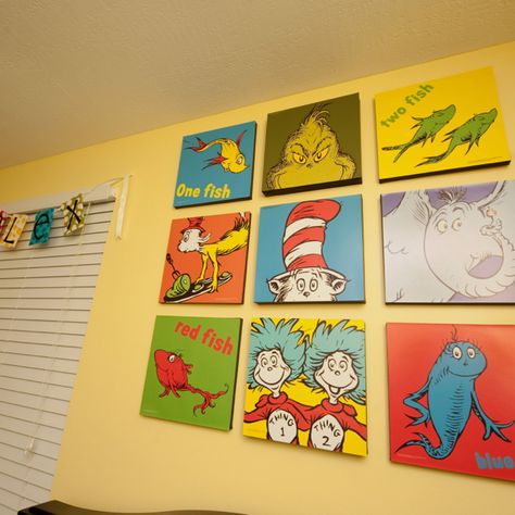 Love this! Wish I was a little better at drawing! I have all summer to try though! Dr Suess Nursery, Wall Murals Painted Diy, Nursery Organization Diy, Dr Suess Baby, Toddlers Bedroom, Christian Room, Dr Seuss Nursery, Dr Seuss Classroom, Beauty Fotografie