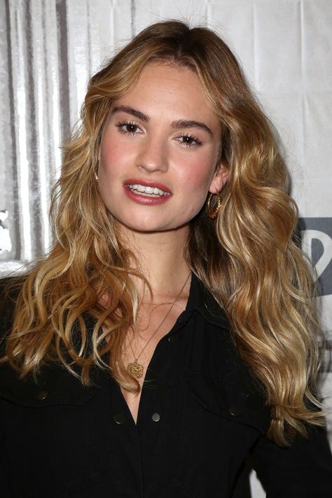 Lily James.. Lilly James Hair, Lily James Curly Hair, Lily James Blonde Hair, Lily James Blonde, Lily James Hair, Lily James Cinderella, Honey Blonde Hair, Golden Hair, Lily James