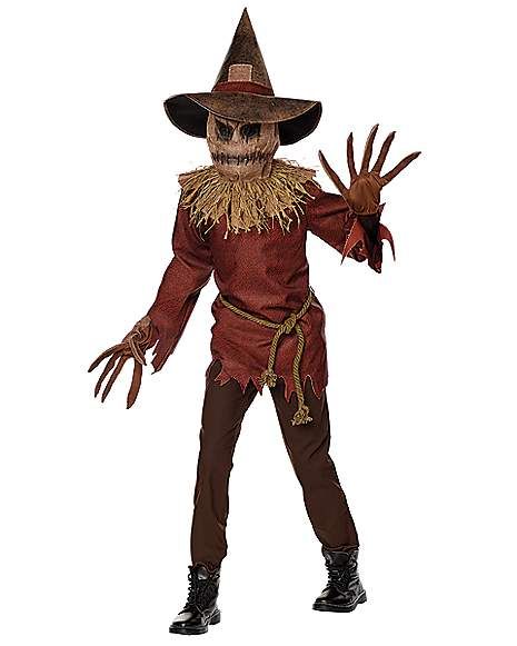 Kids Haunting Scarecrow Costume - Spirithalloween.com Horror Scarecrow, Creepy Scarecrow, Scarecrow Mask, Home Halloween Costumes, Scarecrow Hat, Scarecrow Costume, Spencers Gifts, Half Mask, Rope Belt