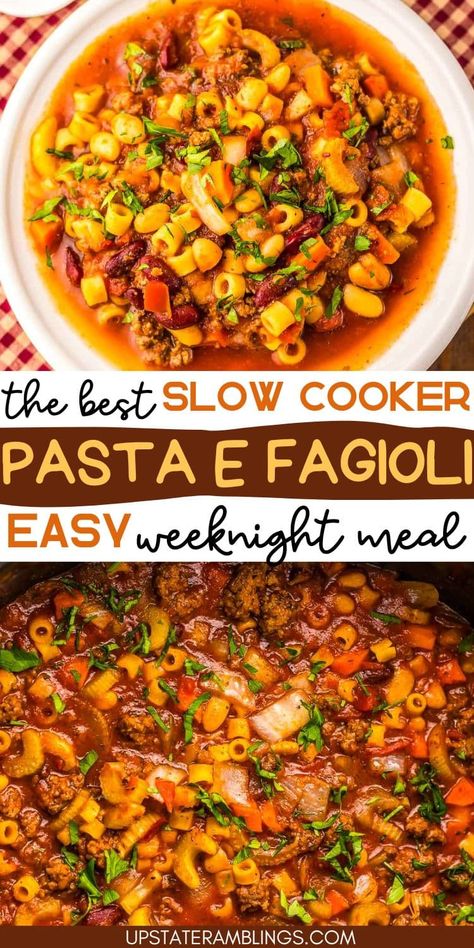 Pasta Fagioli Crockpot, Pasta And Veggies, Pasta Soup Recipes, Meatless Pasta, Pasta Fagioli Recipe, Pasta Fagioli Soup, Breakfast Sides Dishes, Crockpot Pasta, Pasta E Fagioli Soup