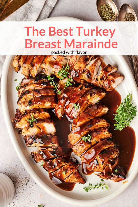 This quick turkey tenderloin marinade takes just 5 minutes to prep and delivers juicy, flavorful results using a few pantry staples! #dinner #holiday #kidfriendly Turkey Tenderloin Sheet Pan Dinner, Baked Turkey Tenderloin Recipes, Turkey Marinated Recipes, Turkey Tips Marinade, Marinade For Turkey Tenderloin, Marinated Turkey Tenderloin Recipes, Thanksgiving Turkey Tenderloin, Jennie O Turkey Tenderloin Recipes, Turkey Breast Tenderloin Crockpot