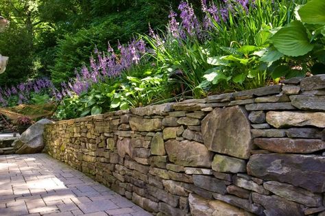 stone walls landscaping | Stone Retaining Wall w/ Plants | Gardening/Landscaping Rock Retaining Wall, Landscaping Rock, Stone Retaining Wall, Landscaping Retaining Walls, Tiered Garden, Sloped Garden, Garden Junk, Australian Garden, Australian Bush