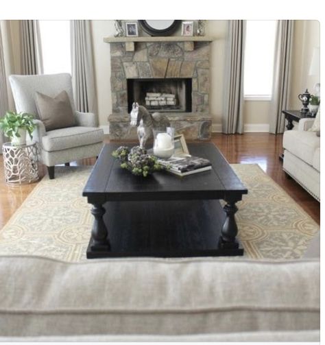 Black Coffee Table Decor Ideas, Black Coffee Table Decor, Coffee Table Styling Rectangular, Fireplace Cabinets, Dark Wood Furniture, Black Coffee Tables, Coffee Table Styling, Ashley Furniture Homestore, Low Shelves