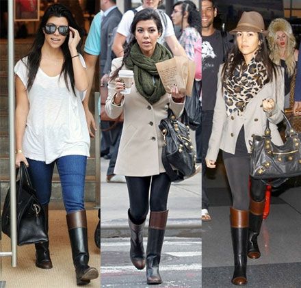 These boots are too cute.  Kourtney's are Chanel but you can find similar ones for less! Chanel Riding Boots, Two Tone Boots, Estilo Kardashian, Kourtney Kardashian Style, Gorgeous Boots, Chanel Boots, Scott Disick, Eva Mendes, Kardashian Style