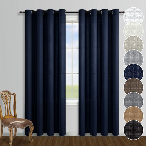 Dark Blue Curtains Living Room, Navy Curtains Bedroom, Blue Living Room Curtains, Navy Blue Couches, Blue Curtains Living Room, Navy Room, Dark Blue Curtains, Black Sheer Curtains, Curtains Fabrics