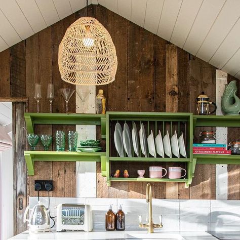 Aller Dorset on Instagram: "Where it all started 💚the best colour by @farrowandball 💚sap green 💚 and kitchen made so brilliantly by @plankbridge 💚" Small Cottage Kitchen Ideas, Sap Green, Wooden Window Frames, Wall Cupboards, Small Cottage Kitchen, Sustainable Kitchen, Farrow And Ball Paint, Shepherds Hut, Cottage Kitchens