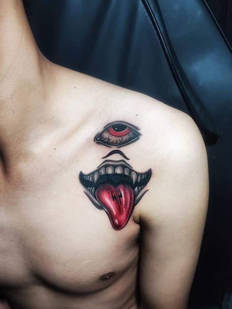 Tuff Tattoos, Sukuna Mouth, Tattoo Fancy, Lip Print Tattoos, Small Face Tattoos, Wrist Band Tattoo, Mouth Tattoo, Samurai Warrior Tattoo, Adventure Tattoo