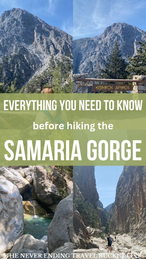 Samaria Gorge Samaria Gorge, Greece Bucket List, Crete Island Greece, Crete Island, Greece Travel Guide, Greece Vacation, Crete Greece, Santorini Greece, Vacation Places