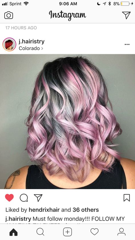 Grey Hair With Pink Highlights, Titanium Hair, Silver Ombre Hair, Gray Hair Color Ideas, Gray Hair Color, Grey Hair Dye, Color Melt, Gorgeous Gray Hair, Peekaboo Hair