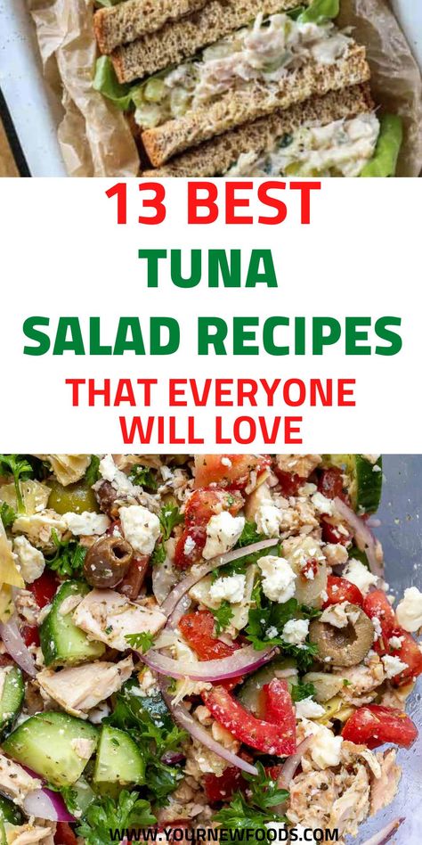 13 Salad Recipes With Tuna - Delicious Tuna salad meals with recipes. Delicious salad recipes taking you into the spring and summer months. Find some of the best recipes including Egg salad recipes, Avocado salad, Tuna salad, Vegan salad recipes. Salads to take on a picnic or for having friends over to go with your BBQ. Lighter lunches or dinner sides, Too many to mention so be sure to browse and find and share your favorites. Salad Recipes Avocado, Fancy Tuna Salad, Recipes With Tuna, Meals With Recipes, Tuna Salad Recipes, Egg Salad Recipes, Easy Tuna Recipes, Healthy Tuna Recipes, Delicious Salad Recipes