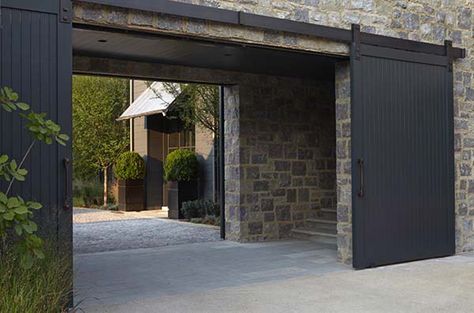 England House, Stone Building, Farmhouse Exterior Design, House Planning, Barn Renovation, Porte Cochere, House Exteriors, Modern Barn, Hill House