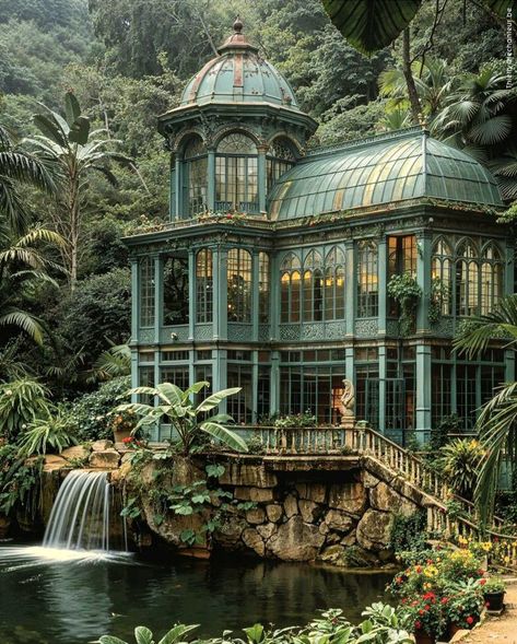 Thierry Lechanteur, Art Nouveau Arquitectura, Victorian Greenhouses, Dream Life House, Fantasy House, Home Design Ideas, Dream House Interior, Green House, Sims House