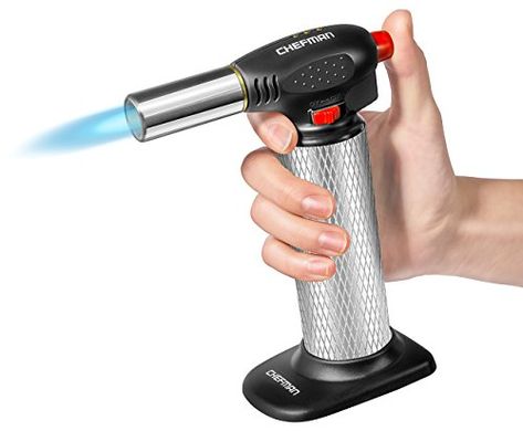 Chefman Culinary Torch Refillable Butane - Cooking Kitchen Blow Torch w/Safety Lock & Adjustable Flame Best for Baking, BBQ, Creme Brulee, Soldering, Camping & More! Butane Gas Not Included, Silver Creme Brulee Torch, Hand Held Food, Culinary Torch, Cooking Torch, Butane Torch Lighter, Kitchen Torch, Blow Torch, Butane Gas, Roasting Marshmallows