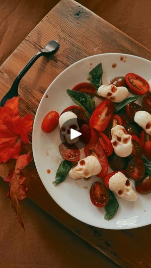 Mozzarella Skulls, Witches Brunch, Rachel Iwanyszyn, Halloween Salad, Salad Caprese, Pumpkin Smash, Mozzarella Balls, Basil Olive Oil, Halloween Food Appetizers