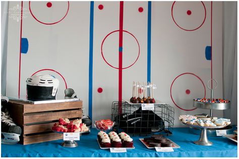 Hockey night in Canada party Field Hockey Party, Hockey Birthday Party, Canada Party, Hockey Birthday Parties, Hockey Mom Gifts, Hockey Party, Cooking Party, Hockey Birthday, Boys Hockey