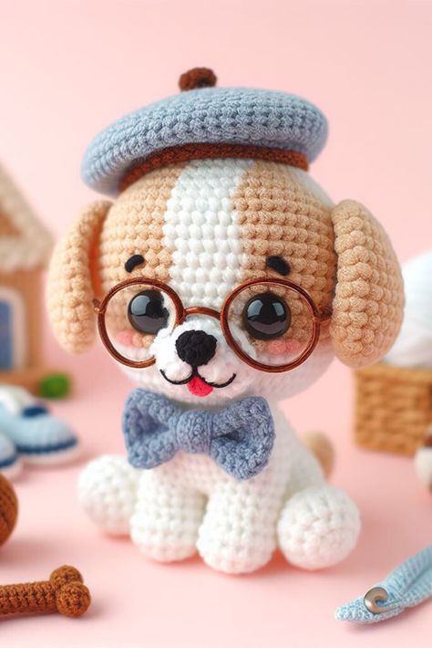 Dogs Crochet, Crochet Baby Bibs, Crochet Dog Patterns, Knitting Humor, Crochet Beret, Crochet Animals Free Patterns, Crochet Square Patterns, Blanket Patterns