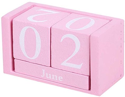 Wooden Desk Calendar, Pink Office Supplies, Pink Office Decor, Pink Calendar, Time Concept, Block Calendar, Wood Calendar, Wooden Calendar, Vintage Calendar