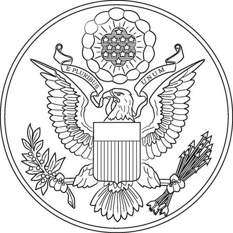 Presidential Seal Coloring Page United States Symbols, Planet Coloring Pages, Flag Coloring Pages, State Symbols, Maps For Kids, American Symbols, Pattern Coloring Pages, Bird Coloring Pages, National Symbols