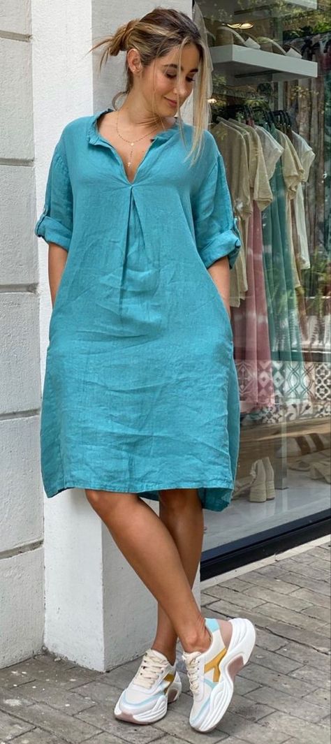 Beautiful Dresses Casual, Linen Dresses Summer Chic, Free Size Clothing, Cotton Dress Summer Casual, Dress Summer Casual, Linen Style Fashion, Casual Cotton Top, Trendy Dresses Summer, Linen Fashion