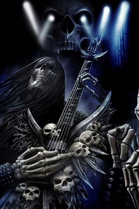 Dark Gothic Art, Cool Skeleton, Grim Reaper Art, Heavy Metal Art, Skull Pictures, Metal Skull, Skull Artwork, Skeleton Art, Music Artwork