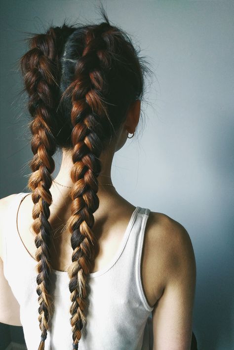 // Double Dutch Boxer Braids // Dutch Boxer Braids, Double French Braid, Boxer Braids Hairstyles, Double French Braids, Boxer Braids, Double Dutch, French Braid Hairstyles, Shoulder Hair, Braids With Extensions