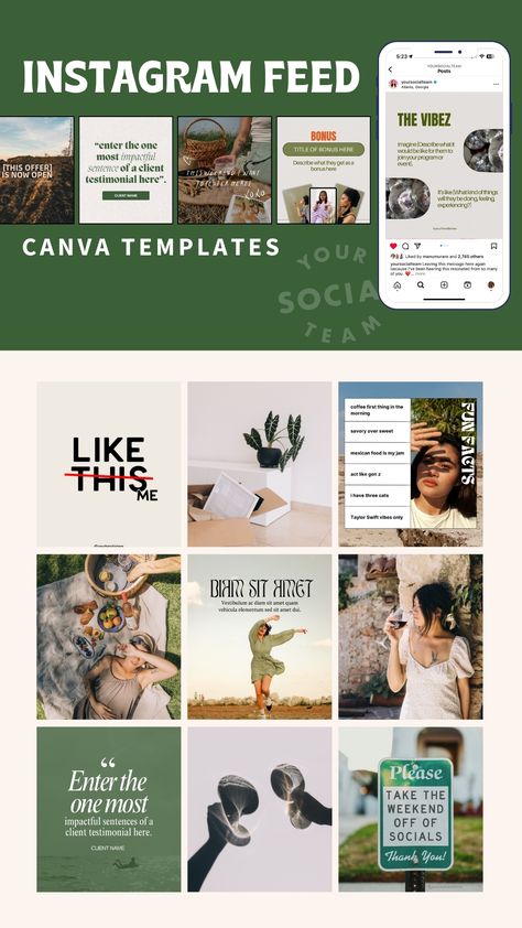 Transform your Instagram feed design with our professionally crafted Canva templates designed for Instagram. Create Instagram posts in minutes with our customizable designs built for ANY brand. Our templates were designed by social media experts to help stop the scroll, boost your engagement, and increase your sales! Instagram Feed Design, Edm Design, Folder Templates, Instagram Canva, Social Media Expert, Blog Tools, Instagram Post Template, Canva Templates, Post Templates