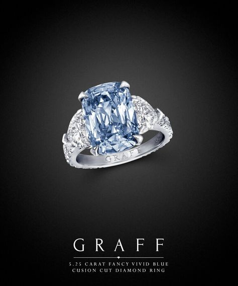 Graff Engagement Ring, Graff Jewelry, Graff Diamonds, Cushion Cut Diamond Ring, Diamonds Rings, Blue Diamond Ring, Cushion Cut Diamond, Aquamarine Jewelry, Royal Jewels