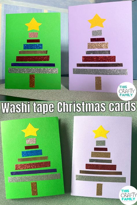 Cute washi tape Christmas tree card craft for preschoolers and older children. This cute handmade christmas card is perfect festive craft for groups such as schools and after school clubs Washi Tape Christmas Cards, Washi Tape Christmas Tree, Tape Christmas Tree, After School Clubs, Washi Tape Christmas, Handmade Tree Ornaments, Christmas Crafts For Toddlers, Easy Diy Christmas Gifts, Christmas Cards Kids