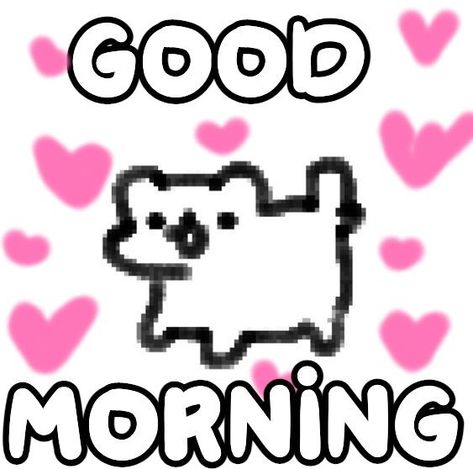 black and white slightly grainy picture of crumb cuptoast's animal form, drawn on mspaint. bubble text reading 'good' on top of the picture and bubble text reading 'morning' under the picture. pink hearts around crumb's drawing Good Morning Cat, Cute Text Quotes, Morning Cat, Cute Cat Memes, Morning Memes, Emoji Love, Good Morning Funny, Cute Texts For Him, Text For Him