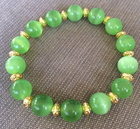 10mm cats eye peridot Cats Eye, Diy Jewelry, Beaded Bracelets, Beads, Diy Jewellery