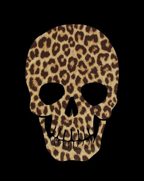 Skull Tattoo, Leopard Print, Black