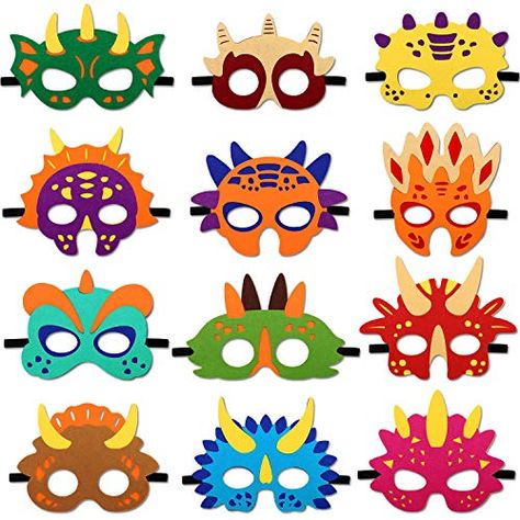 Felt Masks, Dinosaur Party Decorations, Dinosaur Mask, Valentinstag Party, Dinosaur Party Favors, Felt Mask, Diy Costumes Kids, Dinosaur Theme Party, Dragon Party