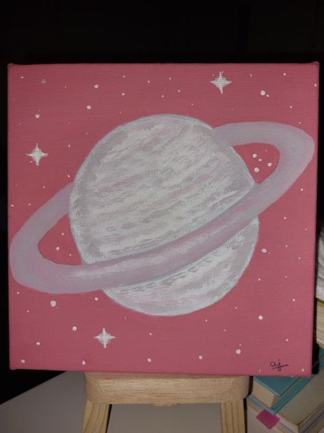 Inspires by other arts Saturn Canvas Painting, Brush Pen Art, Simple Canvas Paintings, Easy Canvas Art, Canvas Painting Designs, Cute Paintings, Mini Canvas Art, Mini Canvas, Pen Art