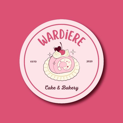 Pink Cute  Aesthetic Cake and Bakery Logo Cute Aesthetic Cake, Cute Aesthetic Food, Logo Dessert, Pink Cute Aesthetic, Logo Sweet, Dessert Logo, Logo Cake, Aesthetic Cake, Minimalist Business Logo